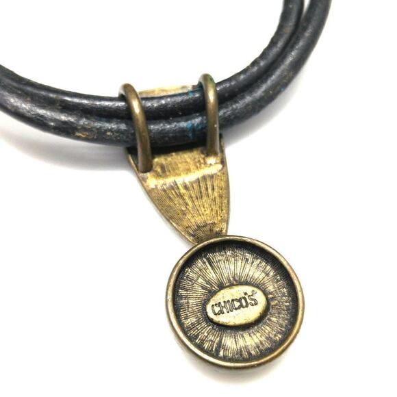Chico's Enamel Rhinestone Leather Pendant Necklace, 20 Inches - Picture 7 of 7